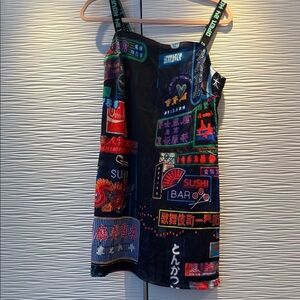 Current Mood Dolls Kill Neon Graphic Satin Dress